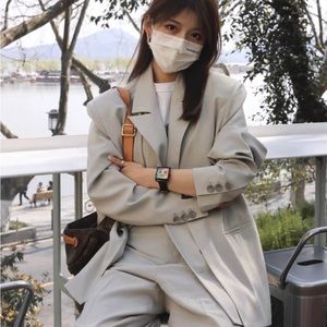 Grey blazer suit jacket